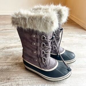 Sorel Suede Tall Joan of Arc Waterproof Lined Light Purple Faux Fur Winter Boots